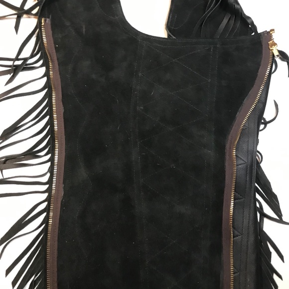Custom Made Leather Fringed Chaps Small NWOT - Picture 6 of 10